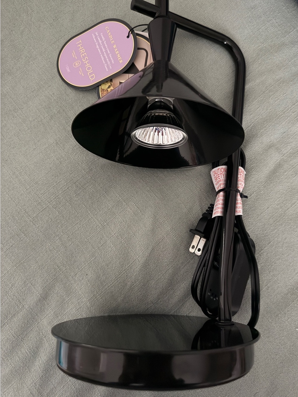 Threshold Black Metal Lamp with Bronze Candle Holder